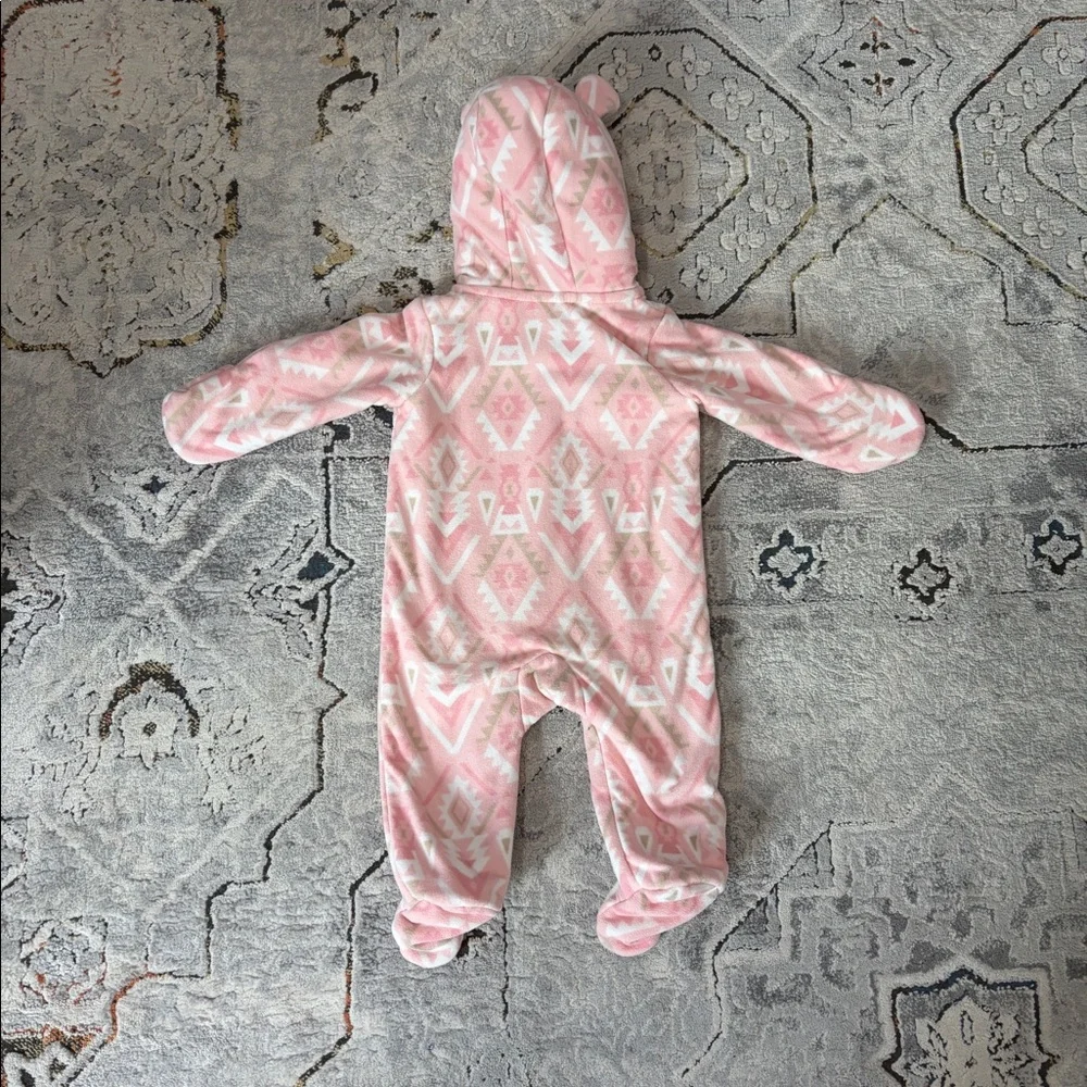 Carter’s pink fleece lined bunting, 3-6 month
